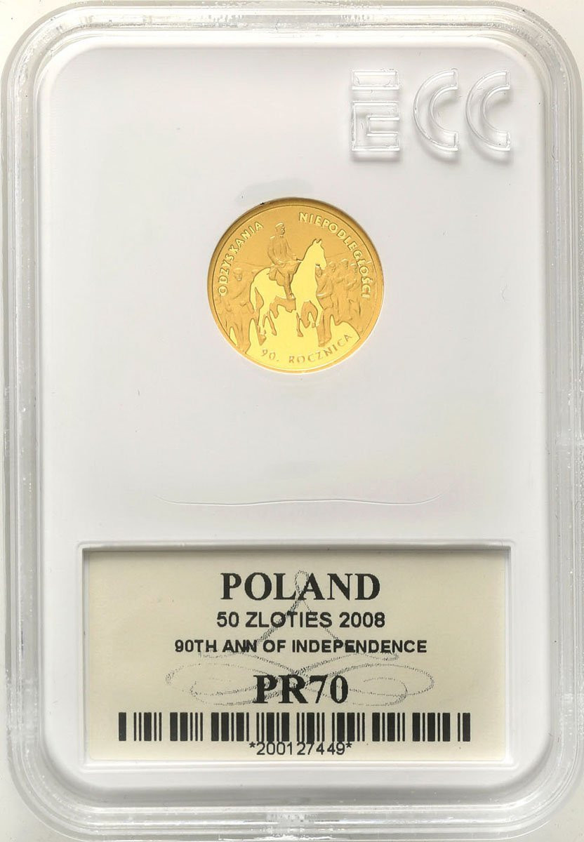 50 złotych 2008 Rocznica Odzyskania Niepodległości Piłsudski, GCN PR70